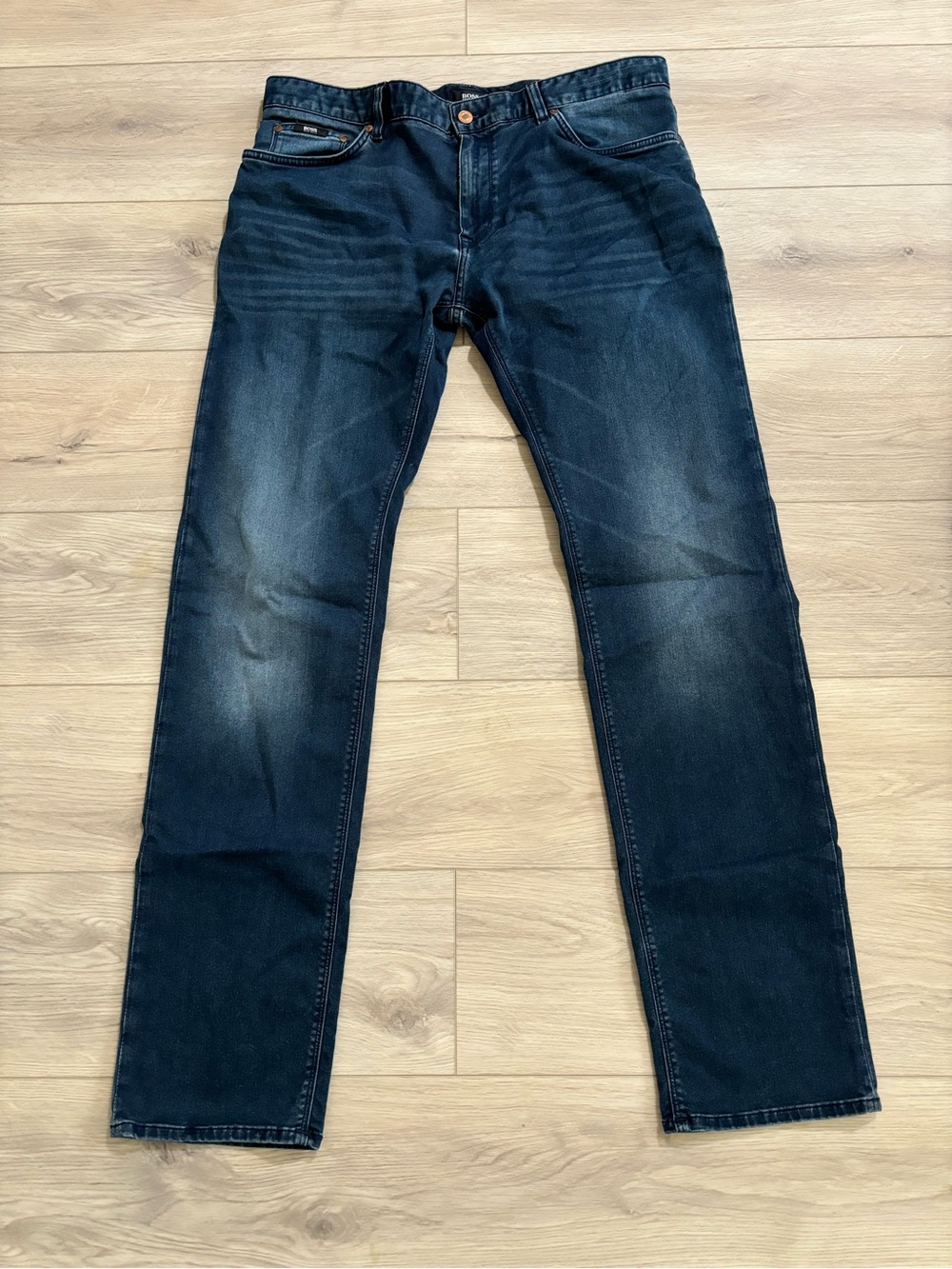 Hugo Boss Men's Dark Blue Straight-Leg Jeans